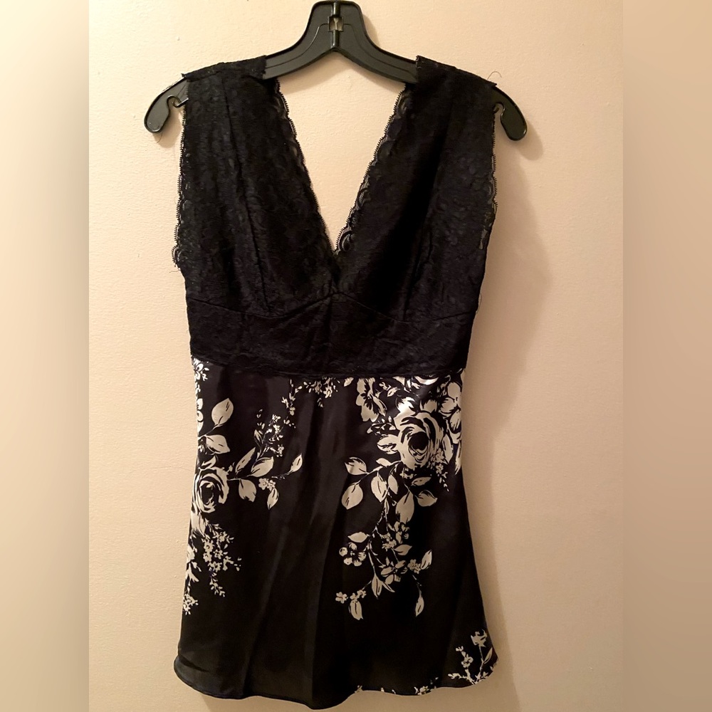 Forever brand blouse, size M, white and black with lace on the top